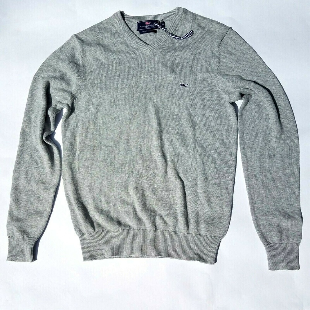 New Vineyard Vines Cotton Cashmere V neck Sweater